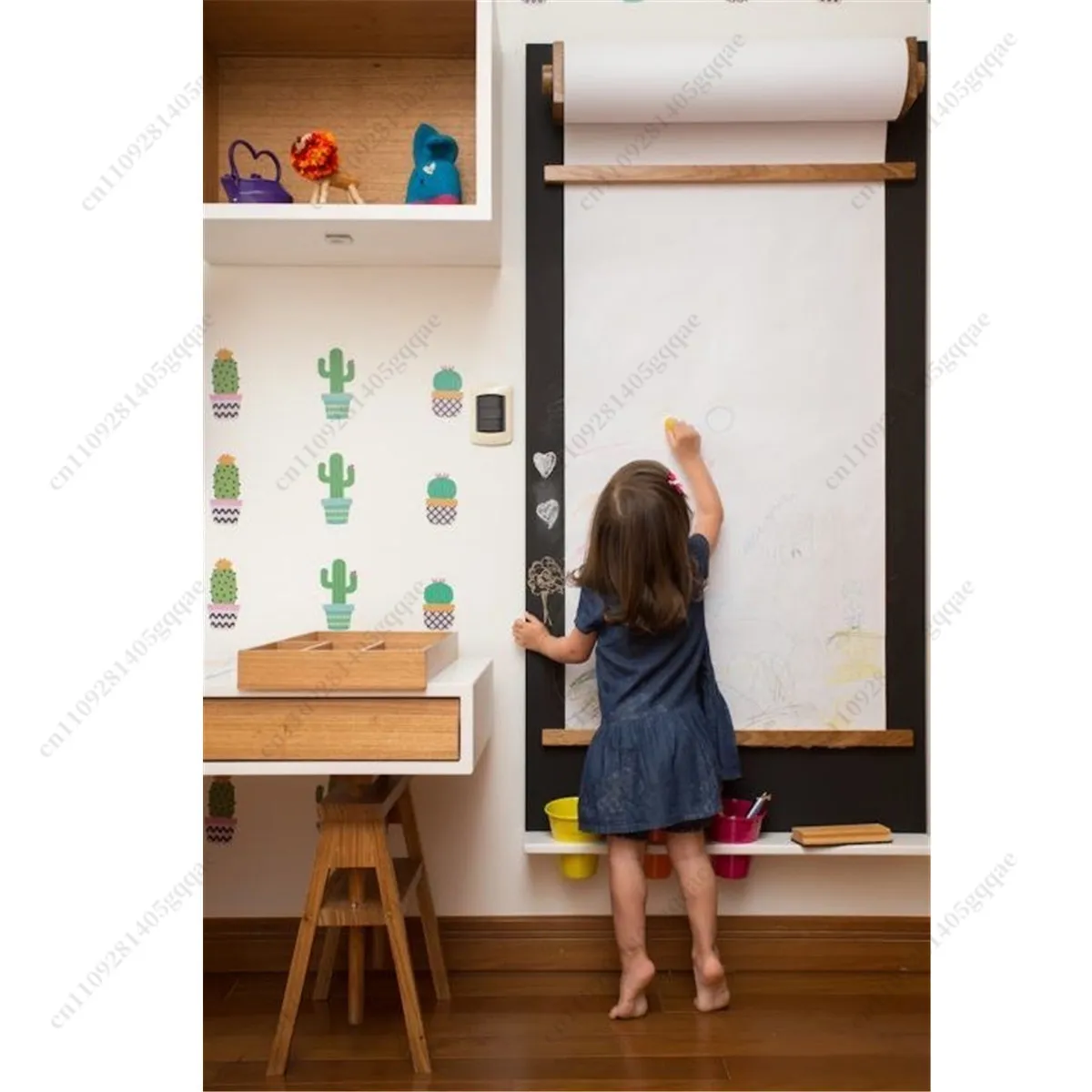 Modernes Design Wandmontierte Handzeichnungs- und Maltafel aus Kraftpapier für Nachrichten, Loft-Café-Menüs, Kinder-Zeichenpapierhalter – Detail 3