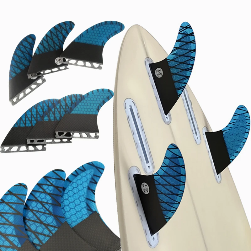 M/L Tri Fins Set Carbon Fiberglass Surf Fins UPSURF FUTURE Fins G5/G7 Thruster Surfboard Fins Single Tabs Surfing Stabilizer Fin