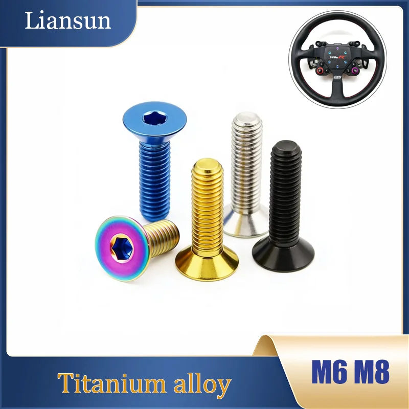 

5Pcs Titanium Countersunk Head Screw Bolts M6 M8 Titanium Alloy Allen Key Flat Countersunk Head Screw for Bicycle Motorcycle