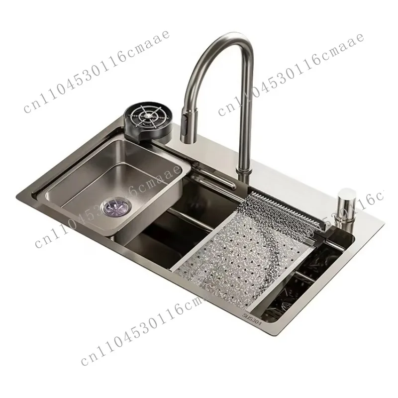 Luxury Stainless Steel Apron Farmhouse Handmade Smart Waterfall Multifunctional Kitchen Sink