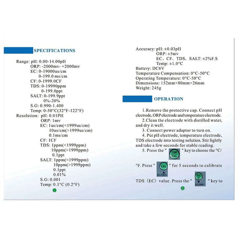 Tuya 8-In-1 Digital Wifi Wasser Qualität Tester PH EC TDS SALZ SG.Temp ORP CF Meter Multifunktions Smart Monitor