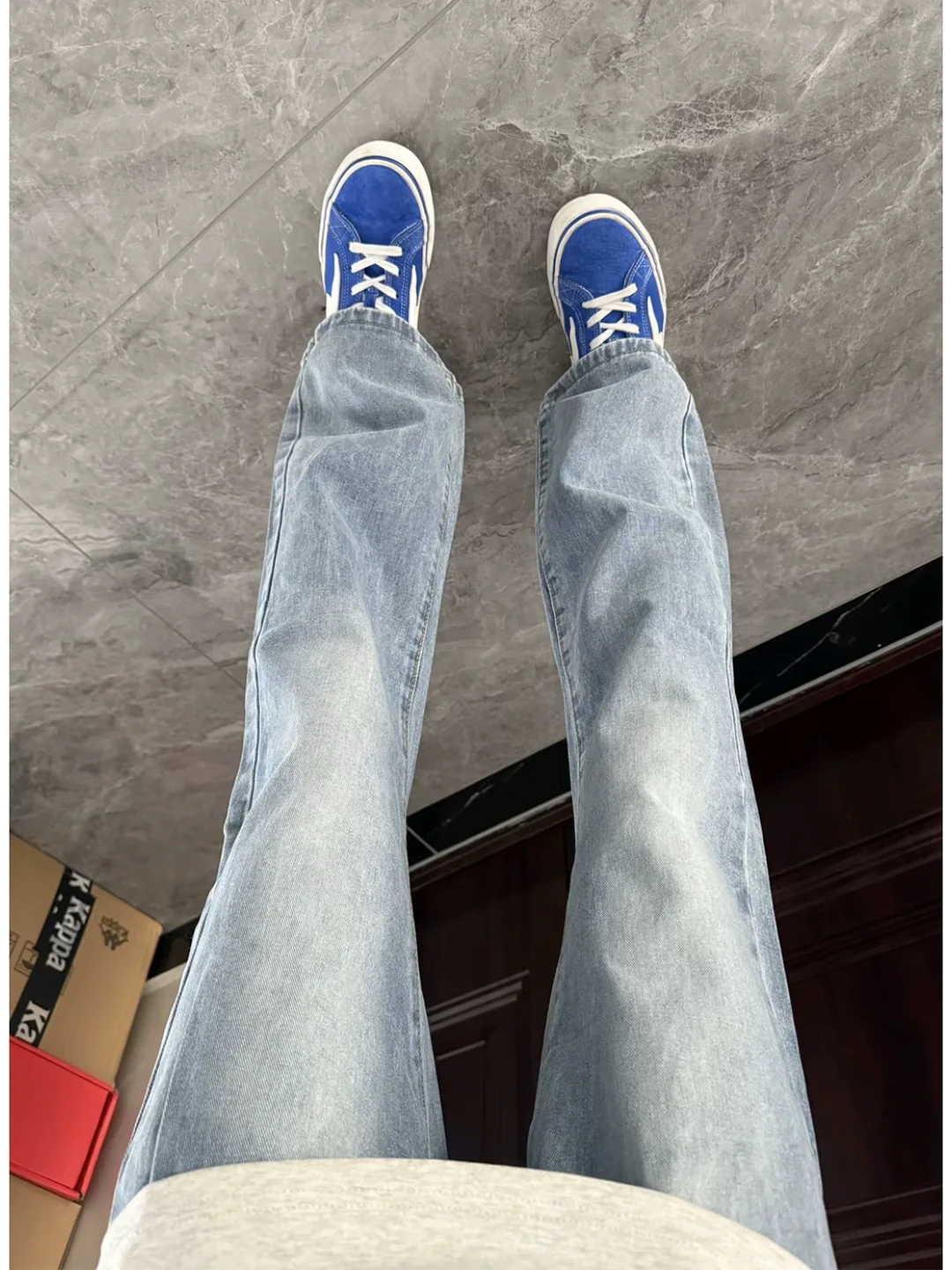 Light Blue High Waist Straight Leg Jeans Women's Spring 2026 New Slimming Small Size Fitting Micro Flared Pants Commute Style