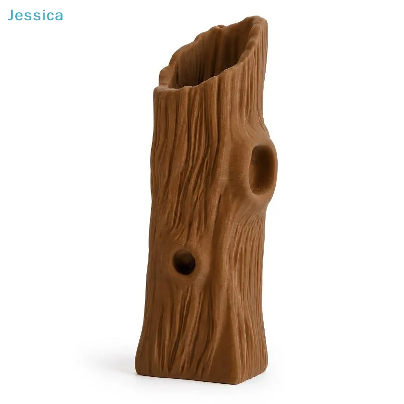 〔S〕Tree Stump Shaped Vase, Imitate Wood Texture Rustic Vase, Decorative Tabletop Flower Container