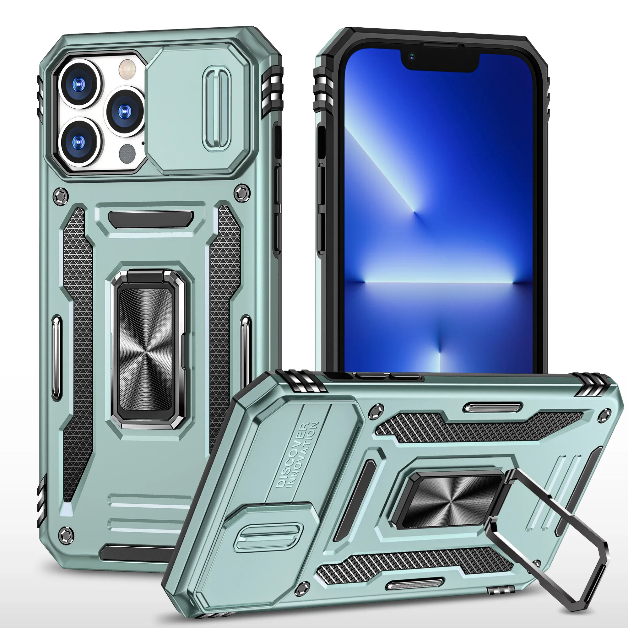 for iPhone 14 Pro Max Case with Magnetic Ring Kickstand and Camera Cover Military Grade Shockproof Protective Case for iPhone 14