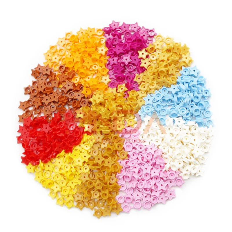 100pcs Moc 11609 Plate Round 1x1 with Star and Small Pin Hole DIY Building Blocks Bricks Compatible 28619 Assmble Particle