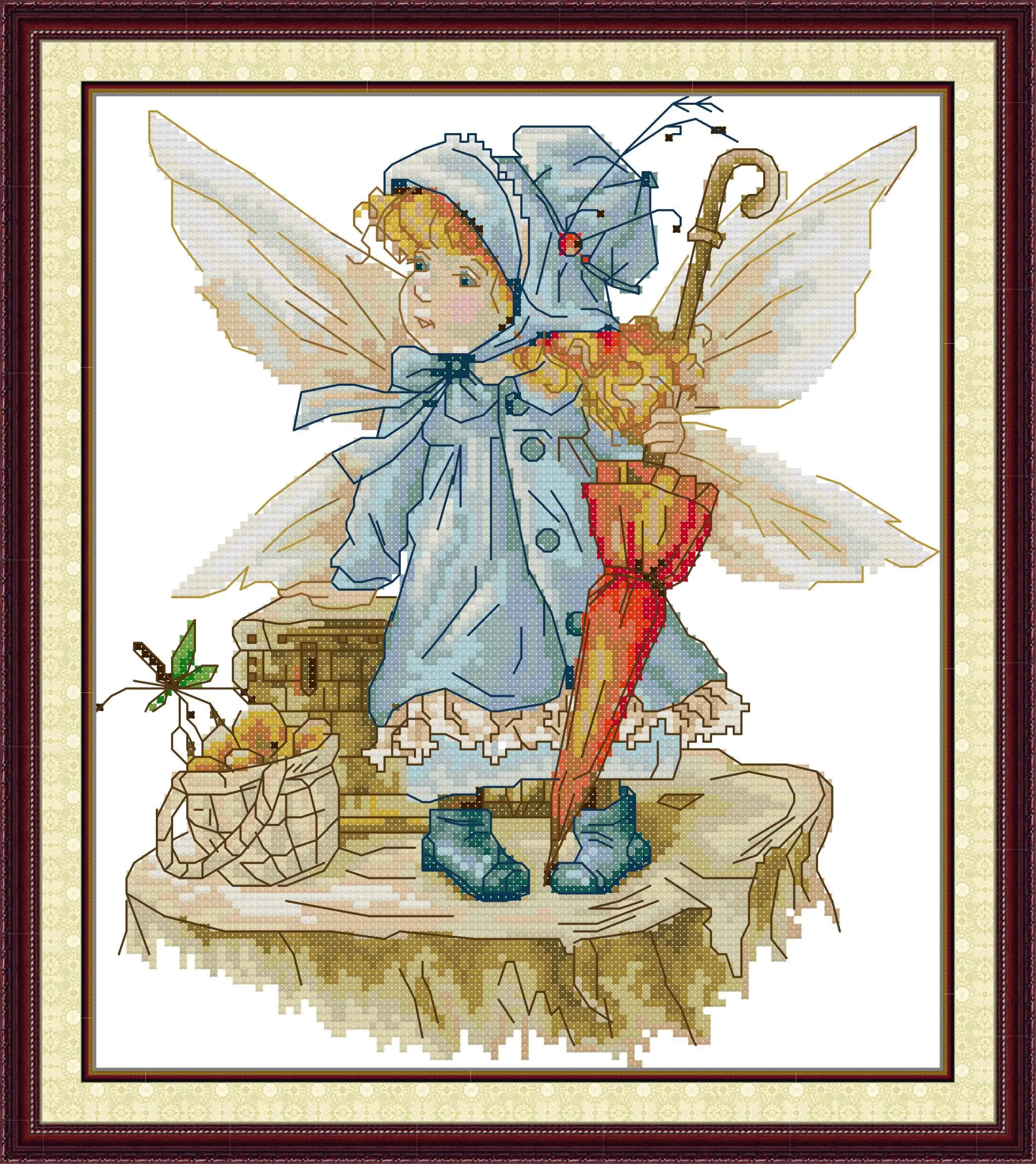 

Maydear Full Cross Stitch Kit, 11CT/14CT/16CT/9CT Aida Fabric,DMC Threads Sewing Pattern Embroidery Set-Autumn Siren