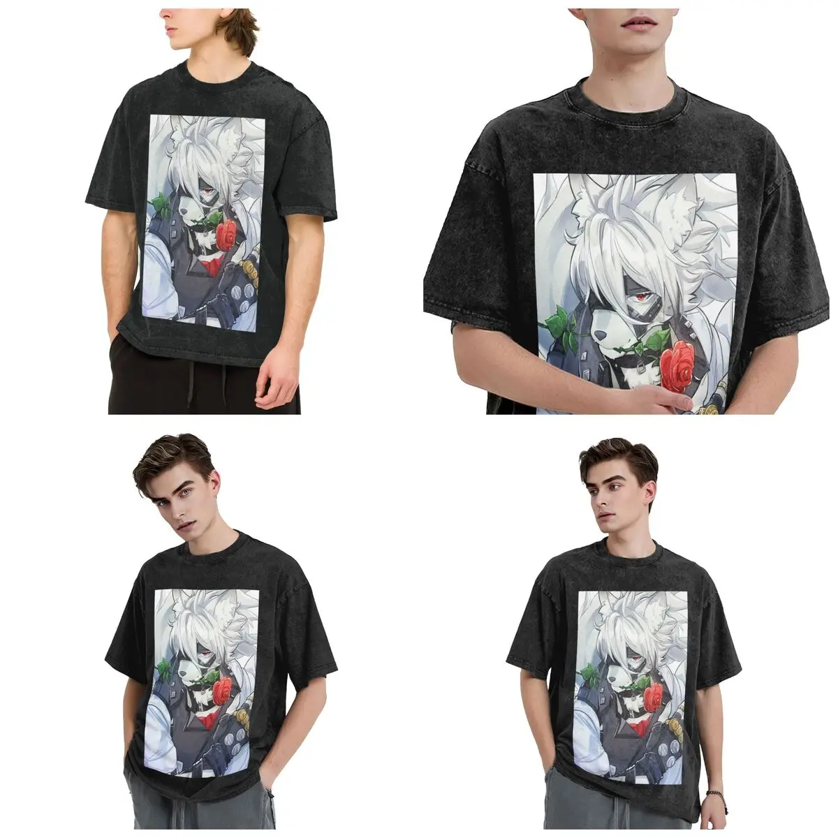 Streetwear T-Shirts Zenless Zone Zero - Von Lycaon  Washed T Shirt Short Sleeve Hip Hop T-Shirt Tops Tees for Men Women