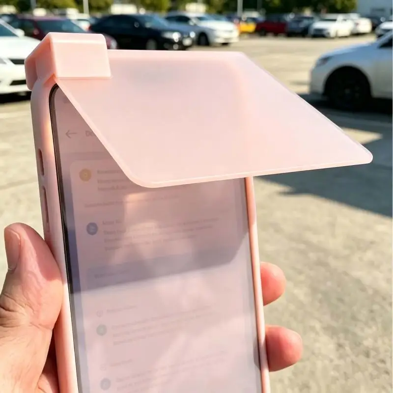 Mobile Phone Sunshade for Reduced Sunlight Reflection description 1