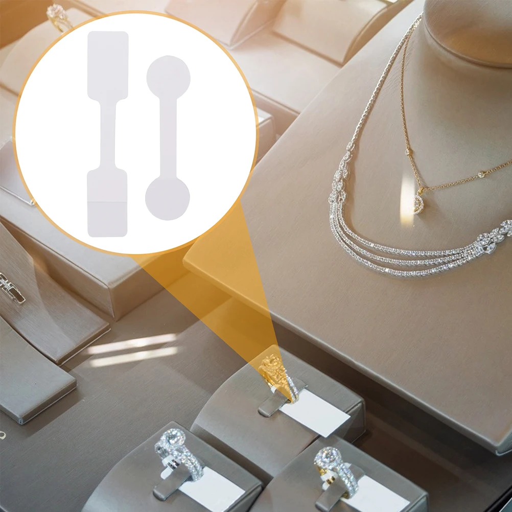 

Ring Tags Square Head Price Jewelry Hanging Round Paper Labels Rings Adhesive White Necklace