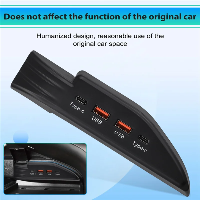 

A42M-Car USB Type-C Splitter Adapter Fast Charger Shunt HUB Docking Station For Toyota Camry 18-23