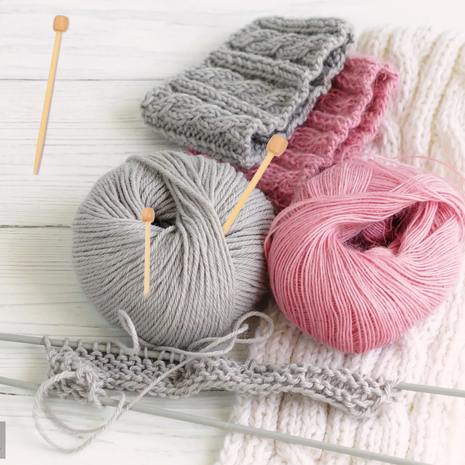 

20pcs Wooden Knitting Needles For Brooch Diy Craft Lightweight Smooth Weaving Tools Knitting Supplies Handcrafts Tools