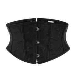 Women Sexy Corset Underbust Waist Cincher Bustiers Top Lace Up Plastic Boned Body Shaper Short Torso Corselet