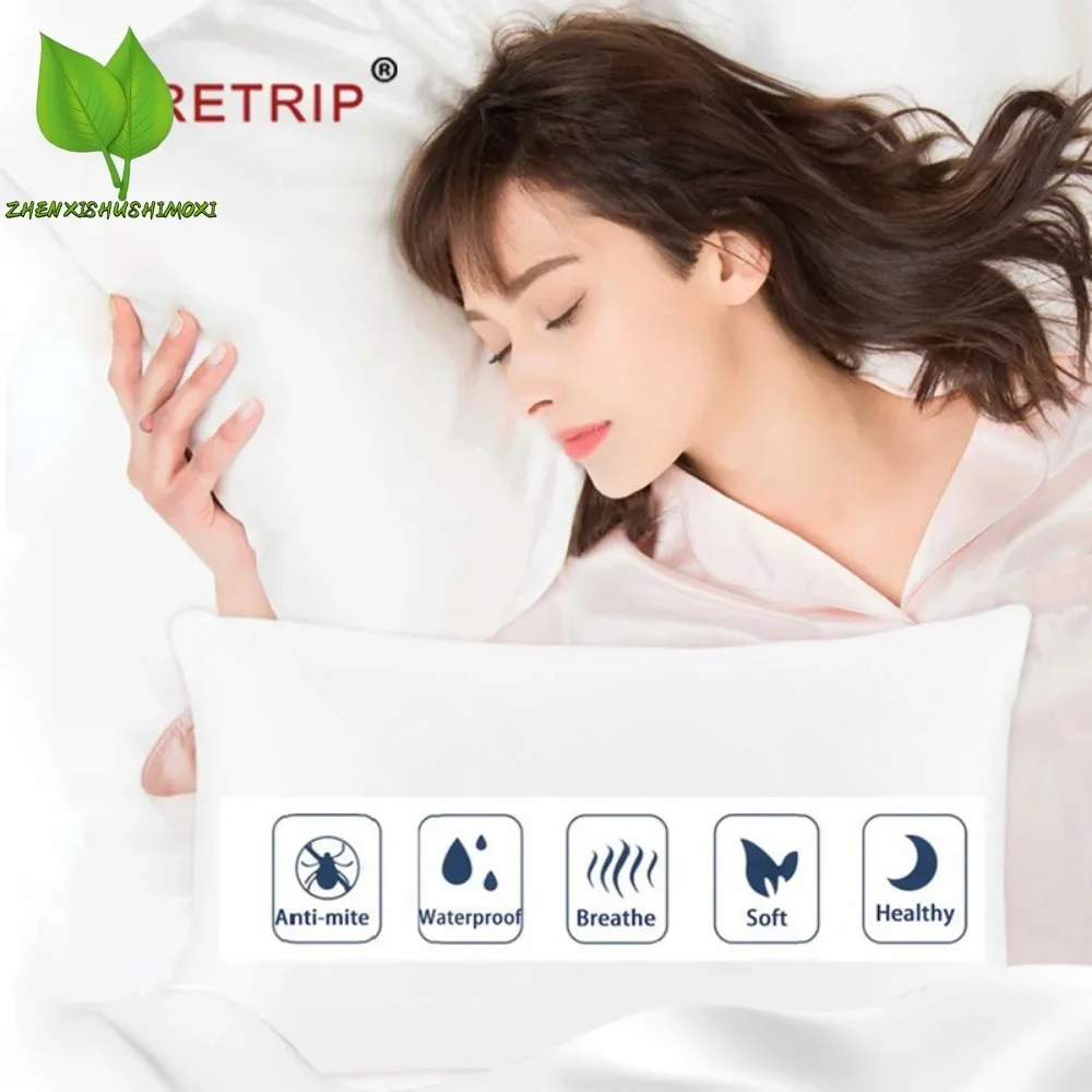 Smooth Waterproof Pillow Cover for Pillow Case Protector Allergy Pillow Case Anti Mites BedBug Proof Zipper All Sizes 1PC
