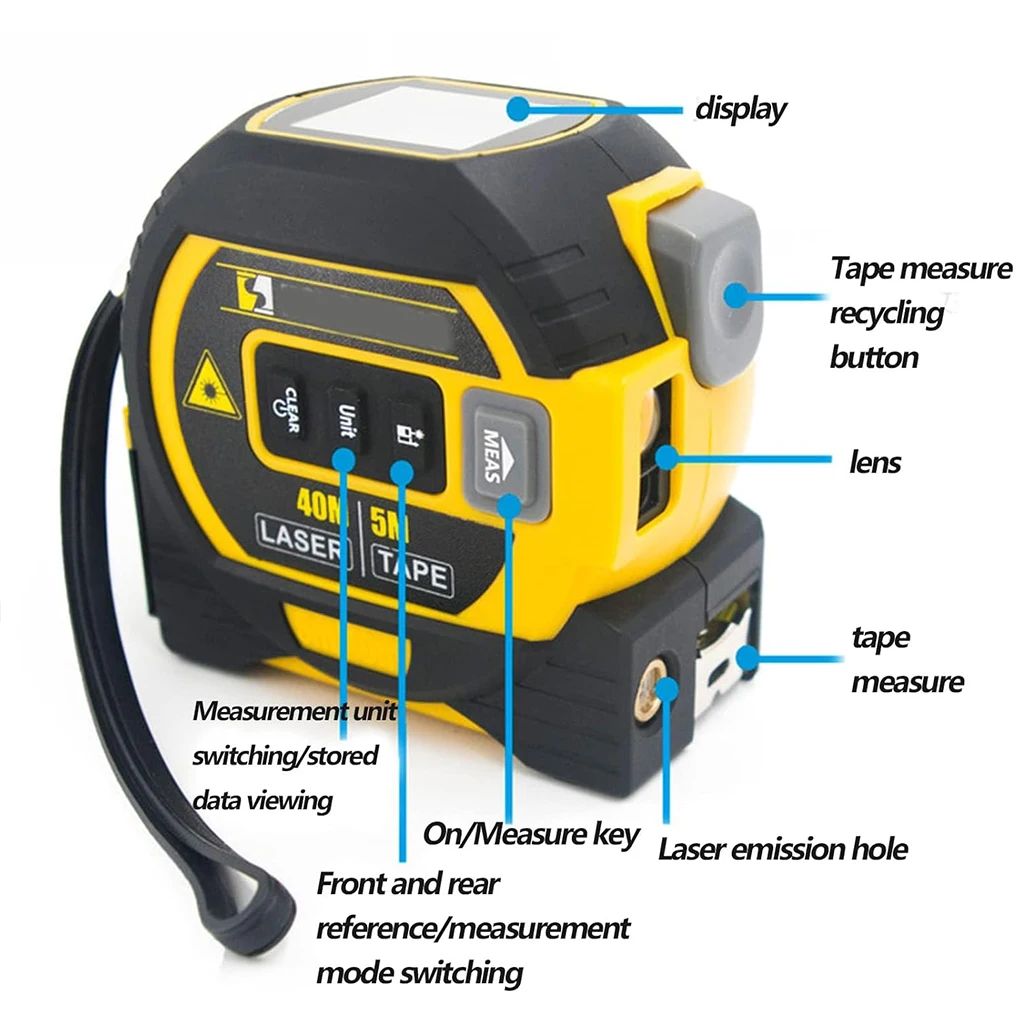 ABS Durability And Accuracy Almighty Tools Lasers Tape Measure With Precise Calibrations Reliability
