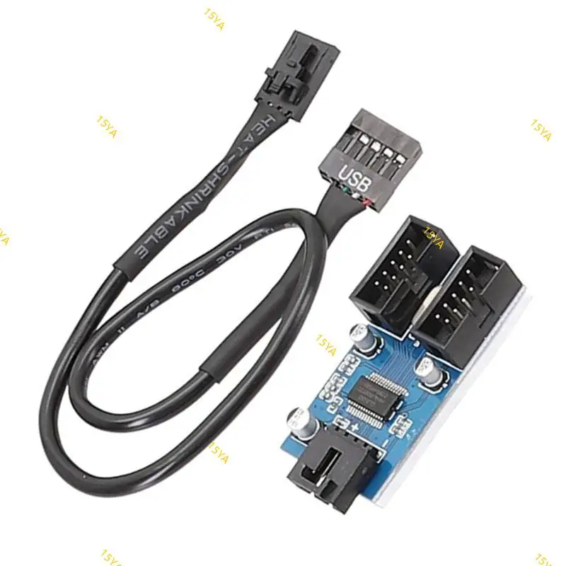 15ya 9pin header USB 1 hingga 2 Ekstensi Kabel Kabel Desktop 9Pin USB2.0 Hub Konektor