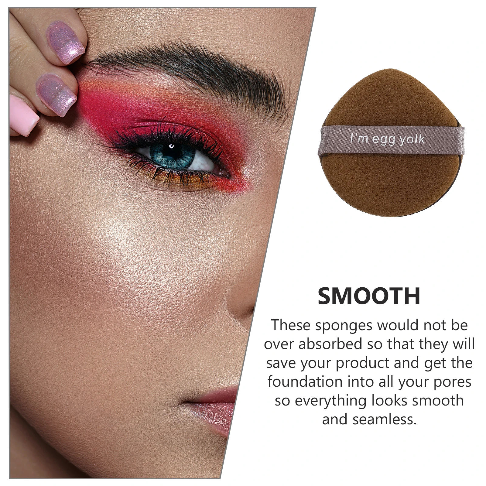 12個入り両面パフスポンジ、顔・体用パウダーパフ、濡れた状態でも乾いた状態でも使用可能、目元・鼻周りの滑らかで継ぎ目のない仕上がり