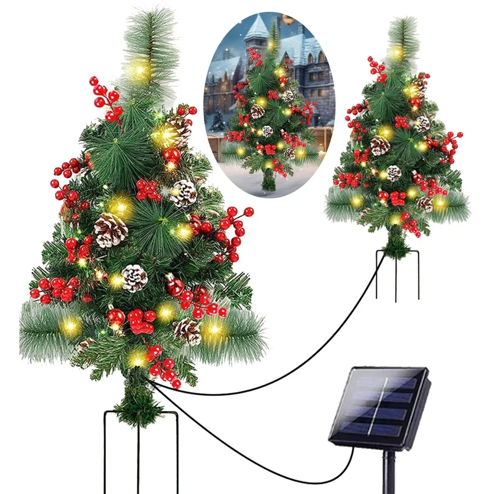 Solar Christmas Tree Light Outdoor Waterproof LED Garden Lawn Landscape Lamp New Year Garden Decorative Floor Lights Xmas Tree