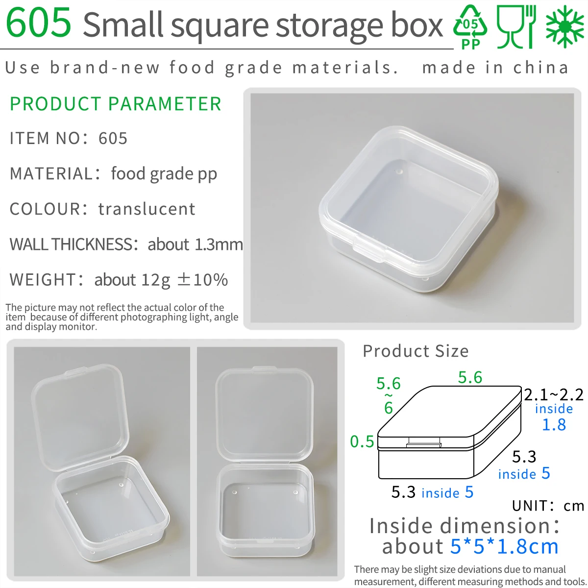 Small Storage Box Square Transparent Mini Case Clear Plastic Jewelry Earrings Rings Beads Plastic Packaging Boxes Food Grade PP