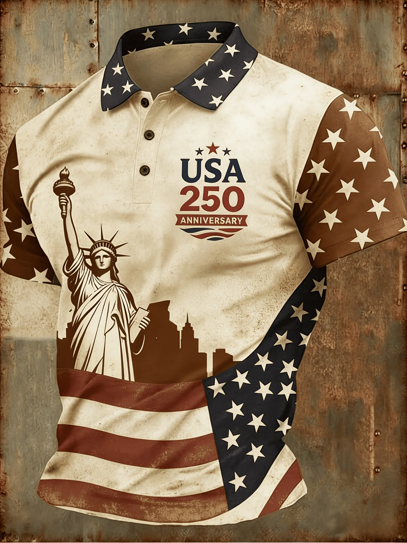 Men's USA 250th Anniversary Polo Shirt 3D Print Bald Eagle Statue of Liberty Liberty Bell Patriotic Short Sleeve Green To