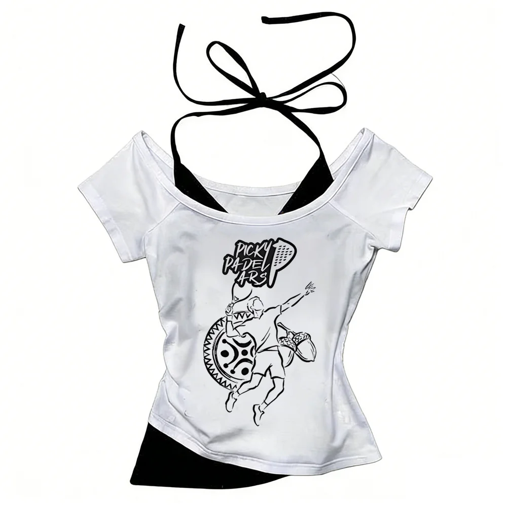 Padel shirt female aesthetic Vintage harajuku  women streetwear Classic top tees graphic 2000s women kawaii Pastel hip hop