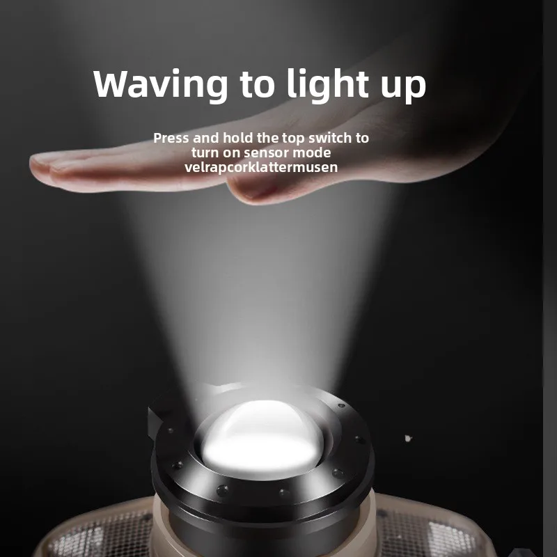 New Outdoor Night Fishing Lighting Headlight Working Flashlight Angle Adjustable Waterproof Smart Wave Induction Charging Long