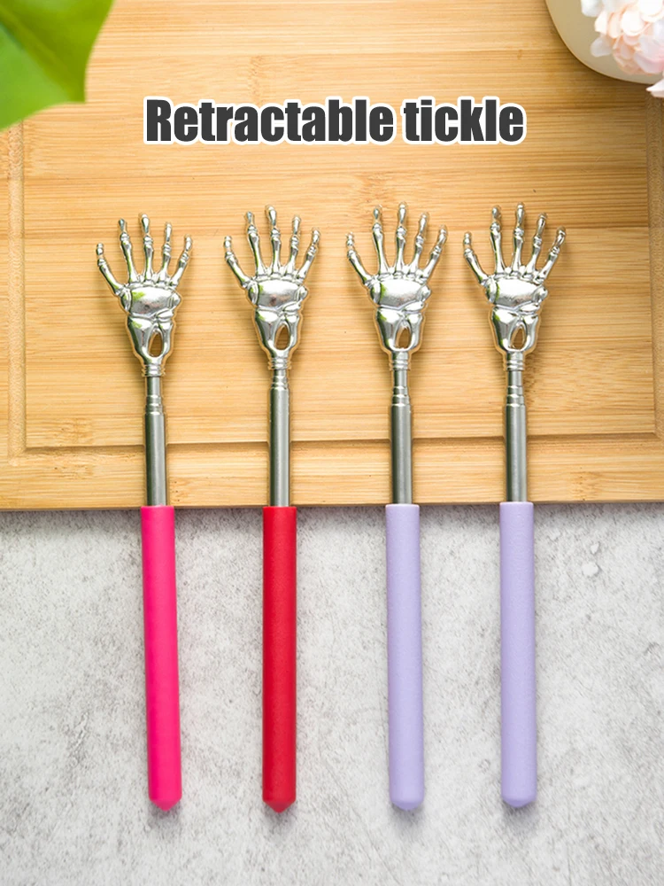 Zufällige Farbe Ausziehbarer Rückenkratzer, Tragbarer Teleskop-Rückenkratzer aus Edelstahl mit Gummigriff für Thanksgiving – Detail 3