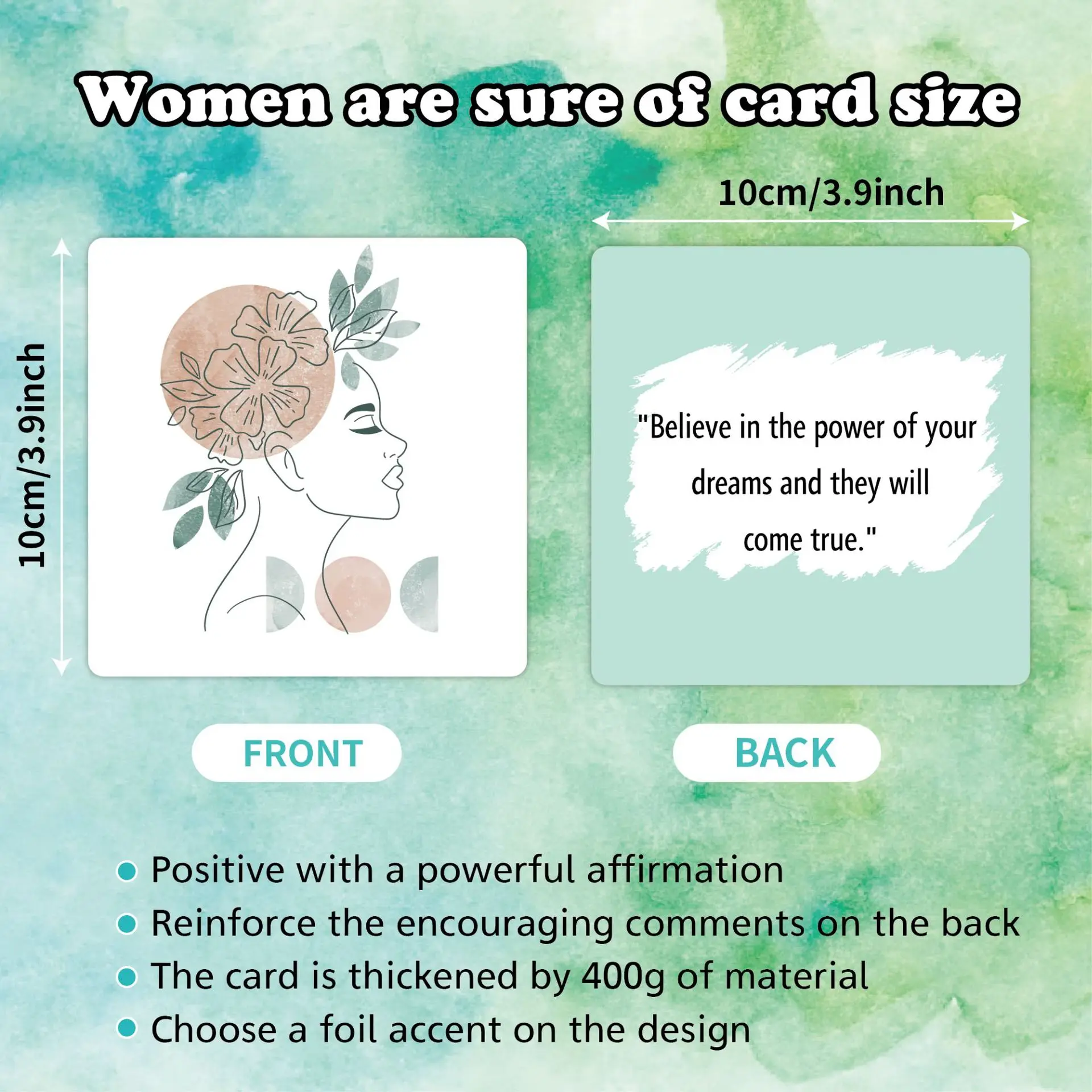 50 Encouragement Greeting Cards for Female Friends Affirmation Positive English Cartoon Set Inspirational Cards