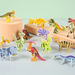 Creative 3D Dinosaur Models Jigsaw Puzzles For Kids Beginner Simple Foam Paper Building Block Toddlers Educational DIY Toys