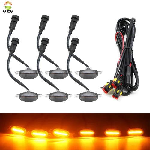 Iluminación Led para rejilla delantera de coche, luz de circulación diurna Universal para camioneta todoterreno SUV, lámpara antiniebla de advertencia de rejilla Central automática, color amarillo