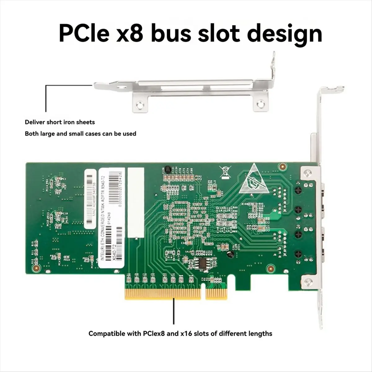 

X540-T2 10GbE Dual Port PCIe X8 Server Network Card 4 RJ45 10G NIC 10 Gigabit Ethernet Adapter Card for PC Laptop