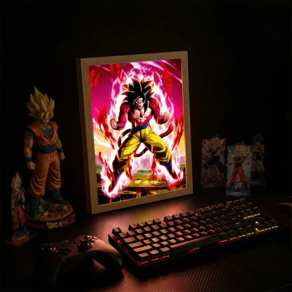 

Светодиодная светящаяся фоторамка с изображением Гогеты, аниме-фигурка, креативный светящийся настенный светильник, USB-ночник, декор для комнаты, праздничный подарок, лунная лампа