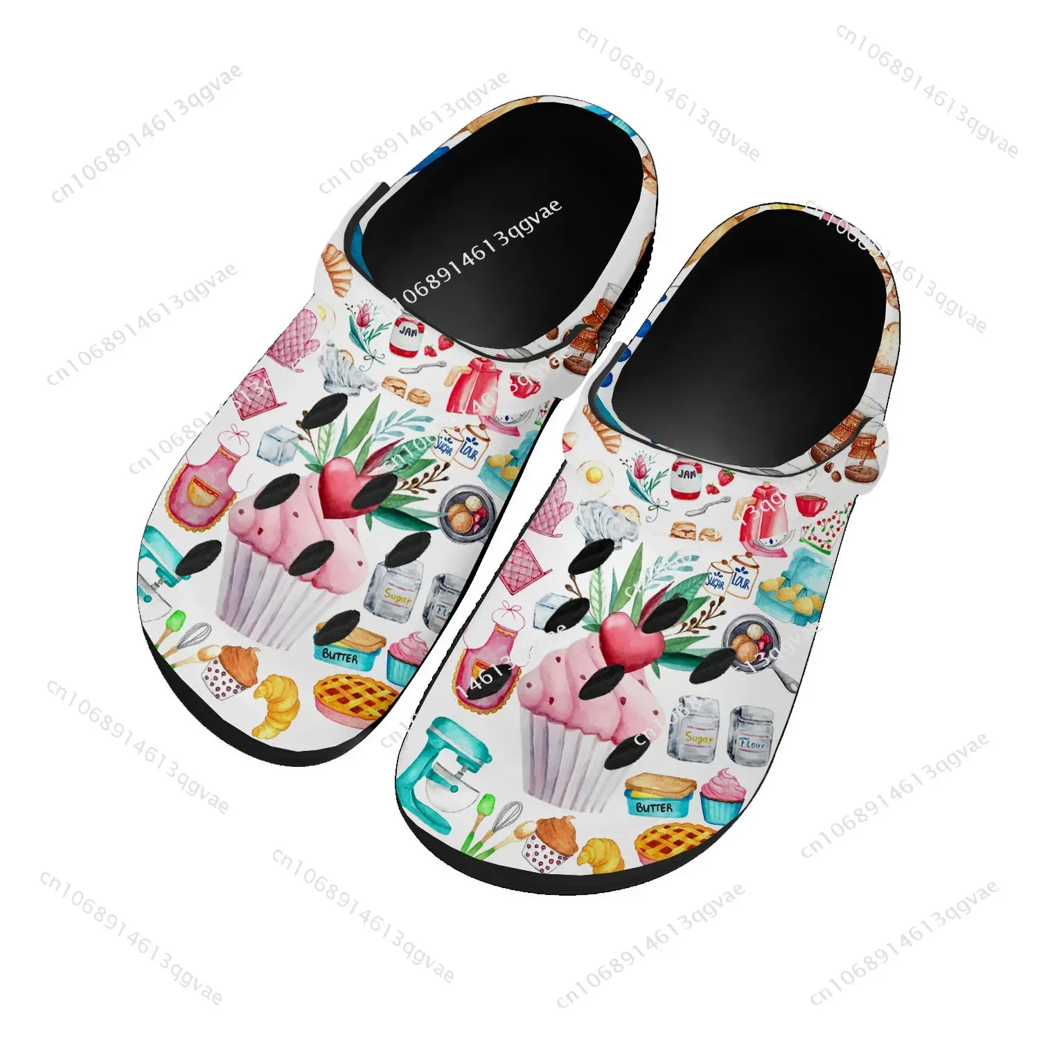 

Cartoon Cake Chef Home Clog Mens Women Youth Boy Girl Sandals Shoes Garden Bespoke Customized Shoe Beach Hole Slippers Black