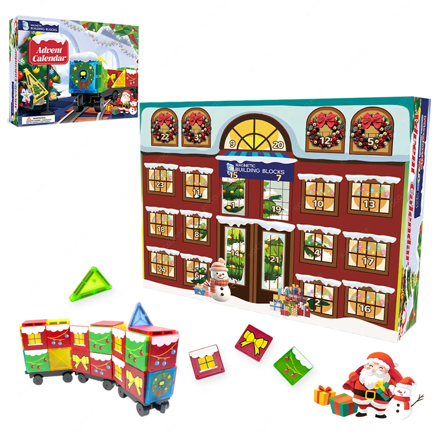 adventskalender kerst magnetische bouwsteen speelgoedset, educatieve puzzelspel geschenkdoos voor kinderen, geschikt voor verjaardagen,