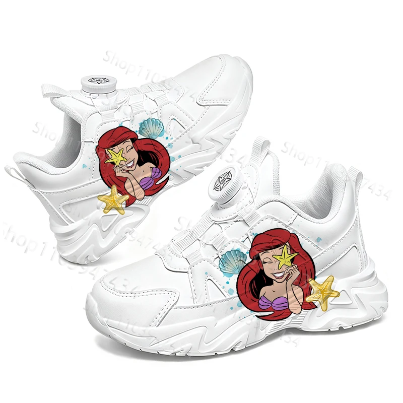 Hot Selling Ariel Princess Children Leisure Shoes Girls Kawaii Cartoon Printing Rotating Button Arch Support Outdoor Sneakers - Image 3