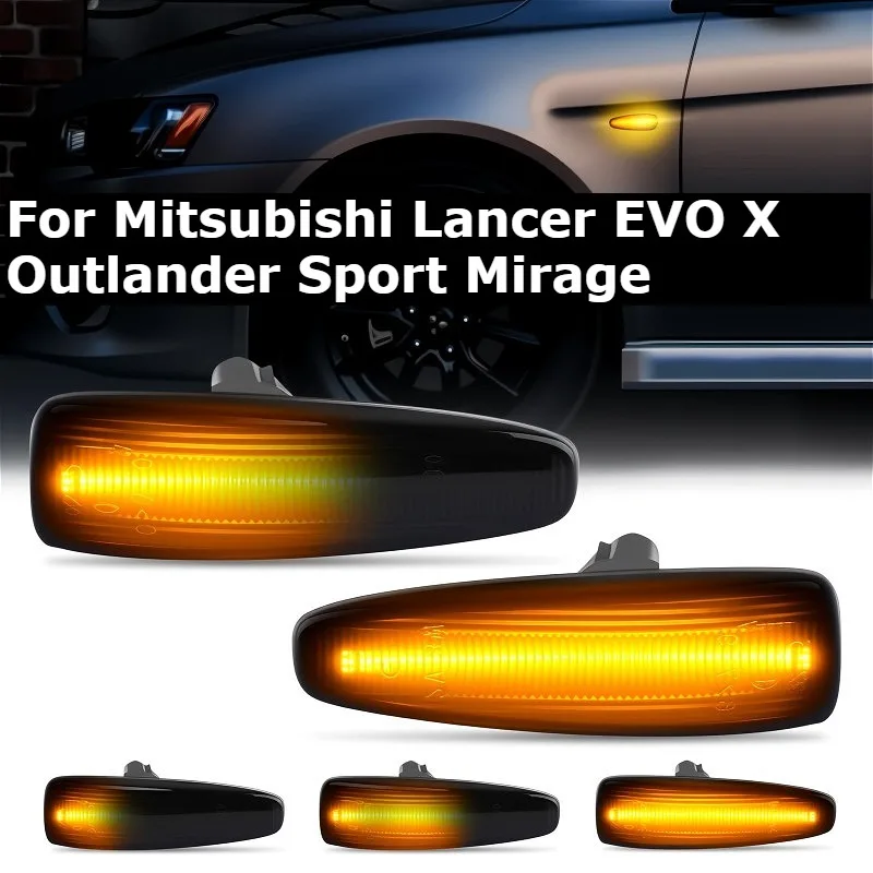 For Mitsubishi Lancer / Evolution Outlander Sport Mirage 2pcs Side Marker LED Dynamic Turn Signal Light Blinker 8351A001