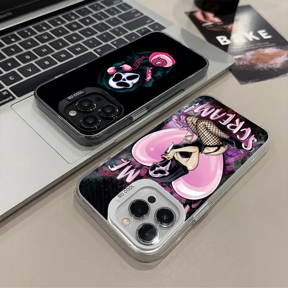 Funda de teléfono Scream Girls Sidney para iPhone 16 15 14 13 12 11 X XR XS 8 7 Pro Max Plus cubierta de impresión en Color translúcido de lujo