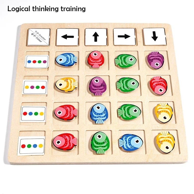 Wooden Montessori Toys Children's Logical Thinking Training Direction Color Cognition Educational Battle Battle Board Game Gifts