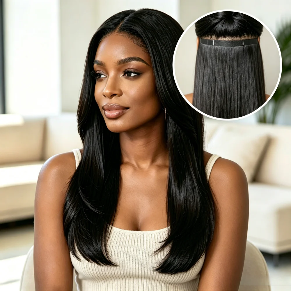 

240g Straight Clip in Hair Extensions Human Hair 26 Inch Natural Straight Seamless Clip ons Hair Extensions Invisible Clip ins Hair