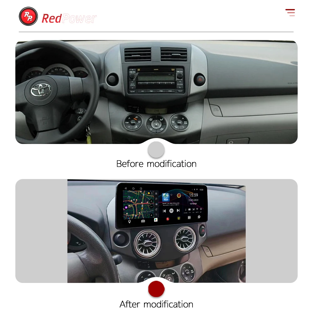 Redpower 12.3 inch Car Radio for Toyota RAV4 2005-2013 Multimedia Player Screen GPS Android 10 Navigation CarPlay DSP