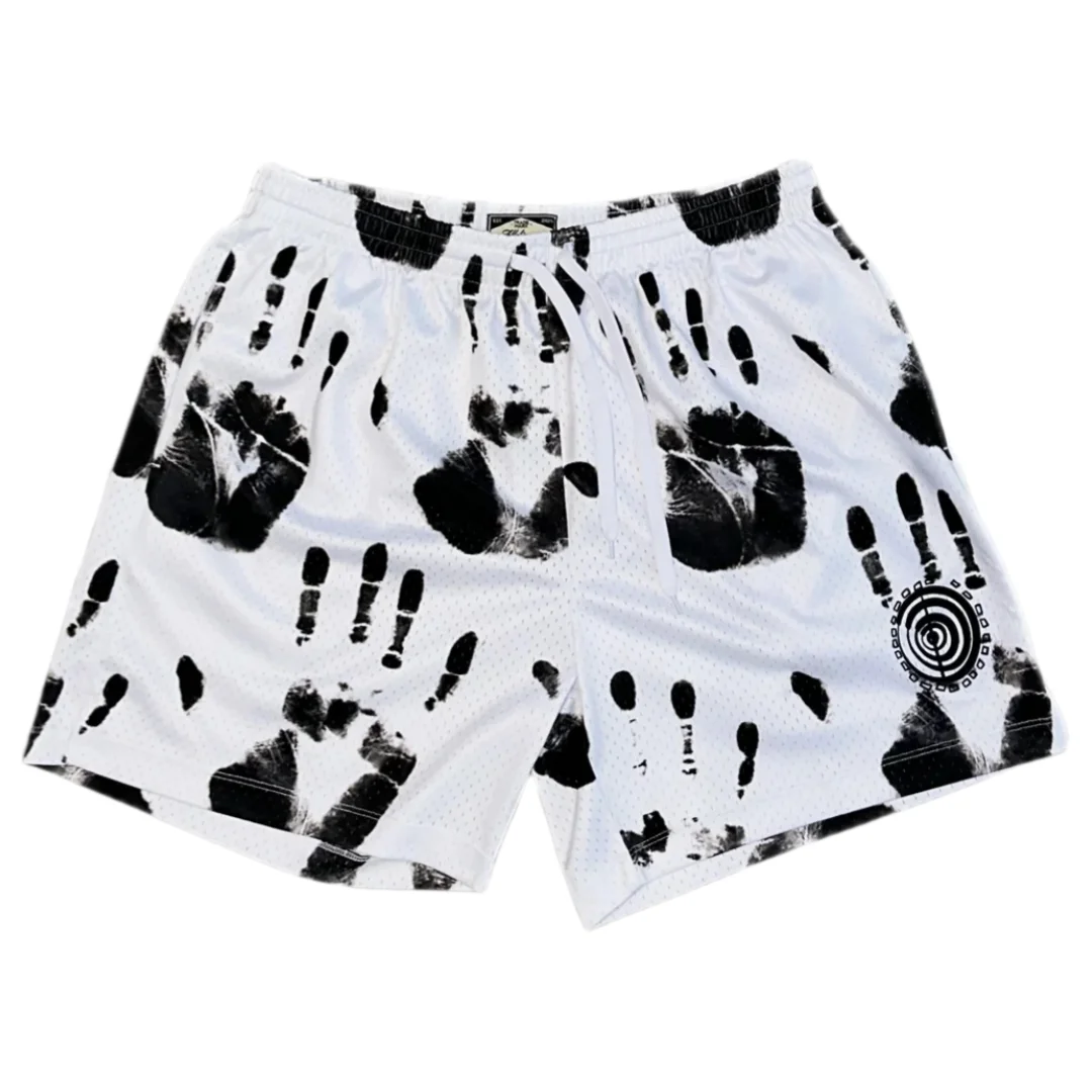 Street Style Dark Punk Rock Style Shorts Black & White Contrast Color Scheme Family Matching Summer Quick-drying Athletic Shorts
