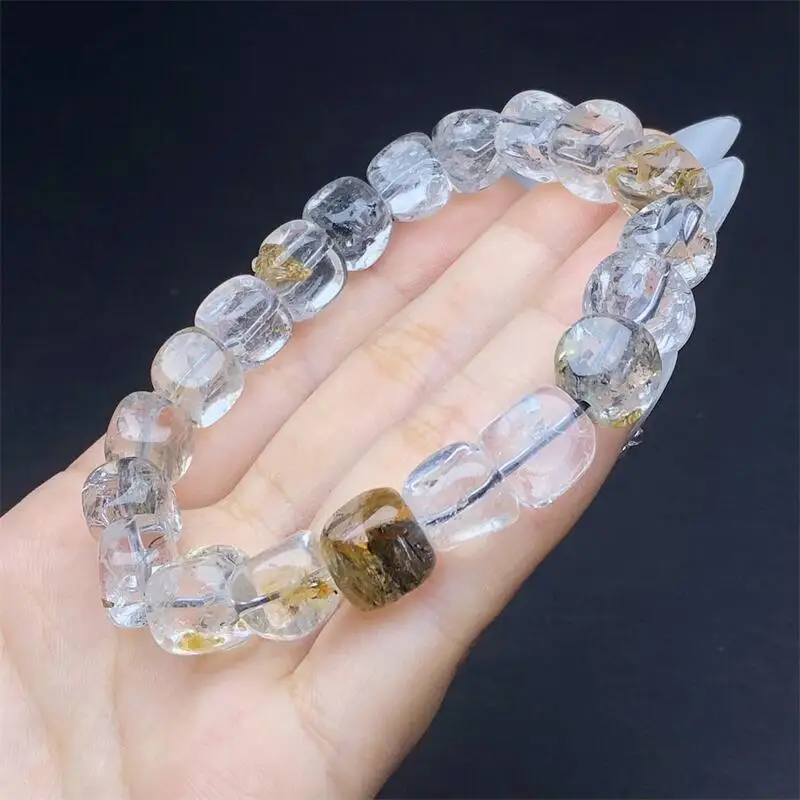 

Natural Herkimer Diamond Cube Bracelet For Women Men Love Gift Crystal Beads Strands Jewelry Holiday Gift 1PCS
