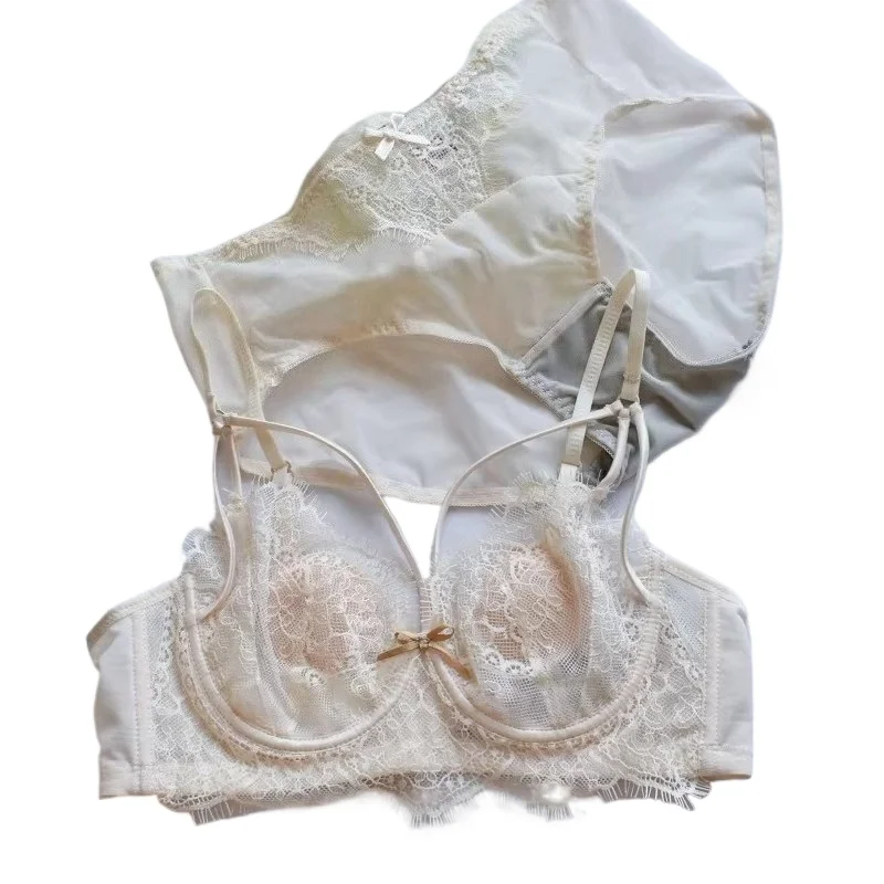 KUCLUT Sexy Lingerie Set, Ultra Dünn Französischer Stil BH, Sanft Bügelfrei Anti Sag, Push Up Gather Atmungsaktische Bequeme Da