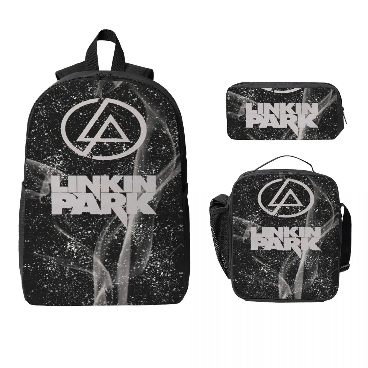 

3Pcs LinkinParks merch Backpack Set for Kids Pen Bags Bookbag Sets with Lunch Box For School Students Knapsack