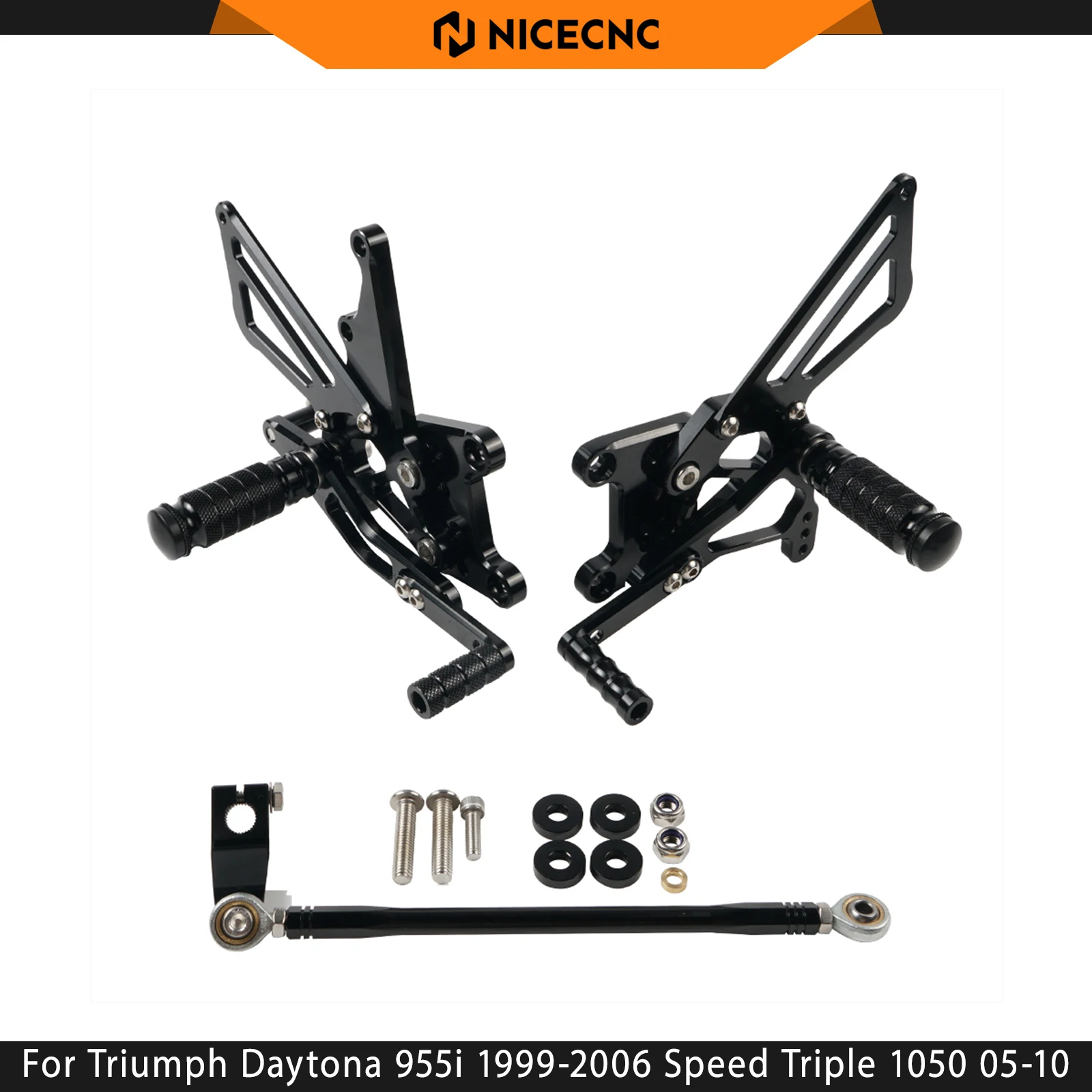Pour Triumph Daytona 955i 1999-2006 Speed Triple 1050 05-10 Speed Triple T509 Daytona T595 – Repose-pieds arrière réglables avec tige de changement de vitesse