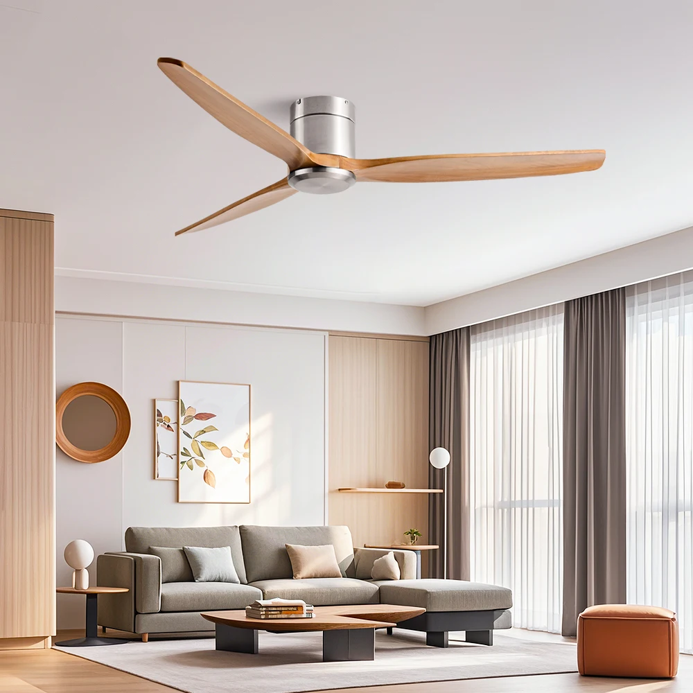 42/52/60 Inch Ceiling Fan 3 Blades Vintage Industrial Wood Ventilator Remote Control for Coffee Shop Home Hotel Office
