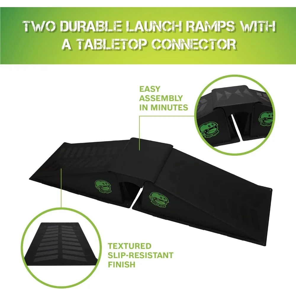 Micro Flybox Lançamento Ramp Set, 2 Conectando Skate Ramp, Preto