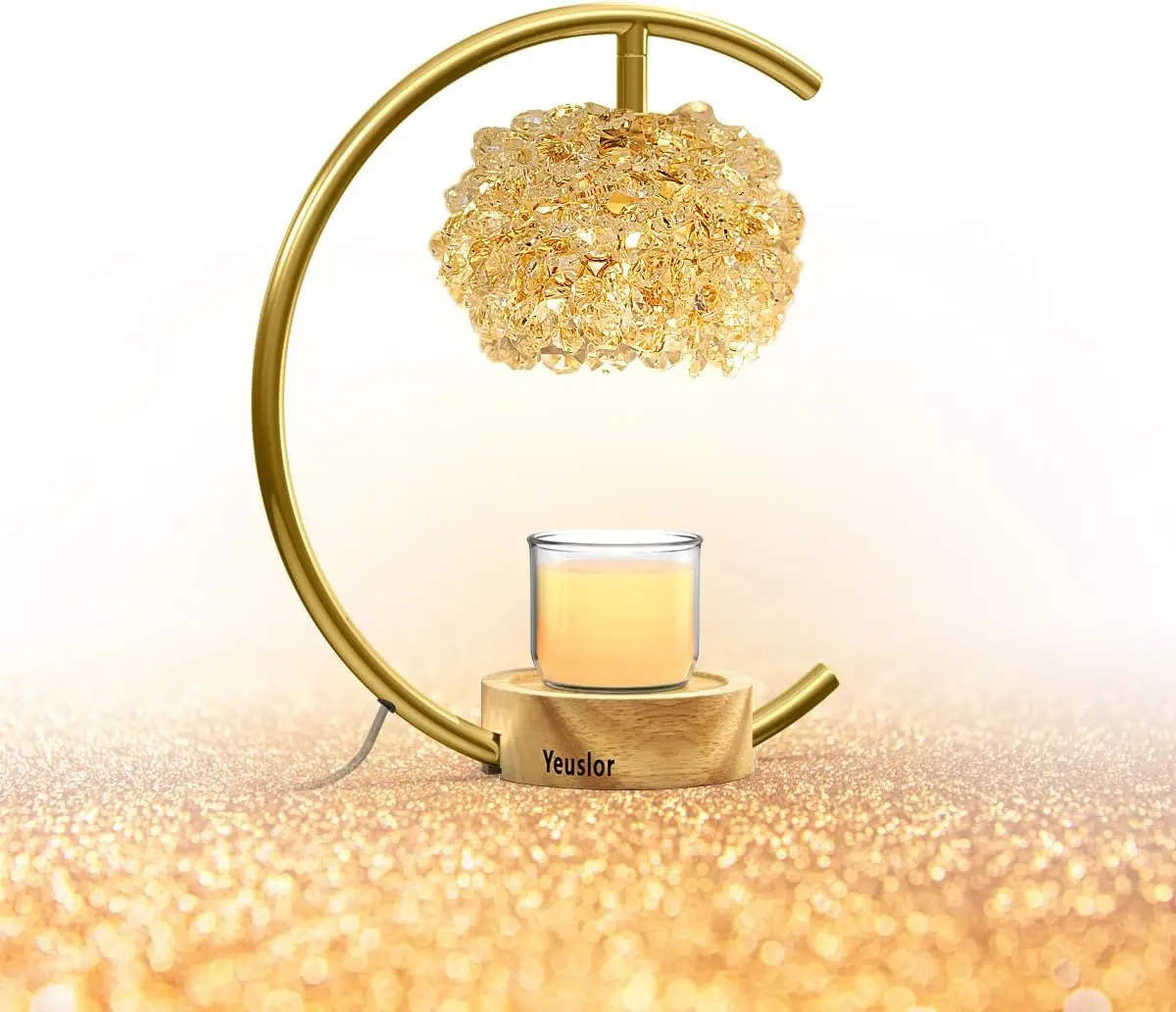 

Adjustable Brightness & Timer Candle Warmer Lamp with Crystal Wooden Base for Home Decoration