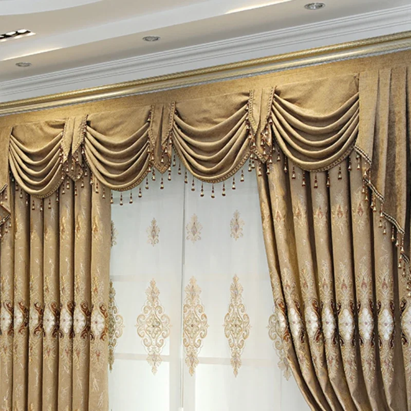 New European High-end Curtains for Living Dining Room High-precision Embroidery Curtains for Bedroom Luxury Coffee Villa Drapery