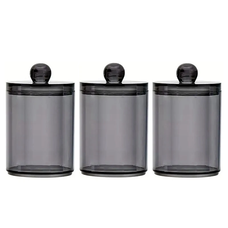 Pots distributeur Qtip en plastique noir, boîte de rangement pour boules de coton et écouvillons, lot de 3