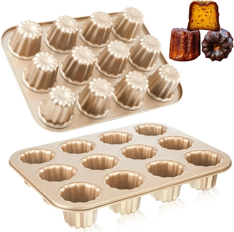 Molde para hornear canelés de acero al carbono antiadherente con 6/12 cavidades, molde para canelés, molde para hornear en horno para pan, muffins, molde para pasteles DIY, herramientas para hornear